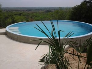 A pool made from a stock tank.